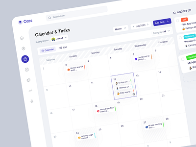 Caps CRM SaaS - Calendar and Tasks b2b calendar crm dashboard designer filllo management project management saas saasui sud task task management web webapp