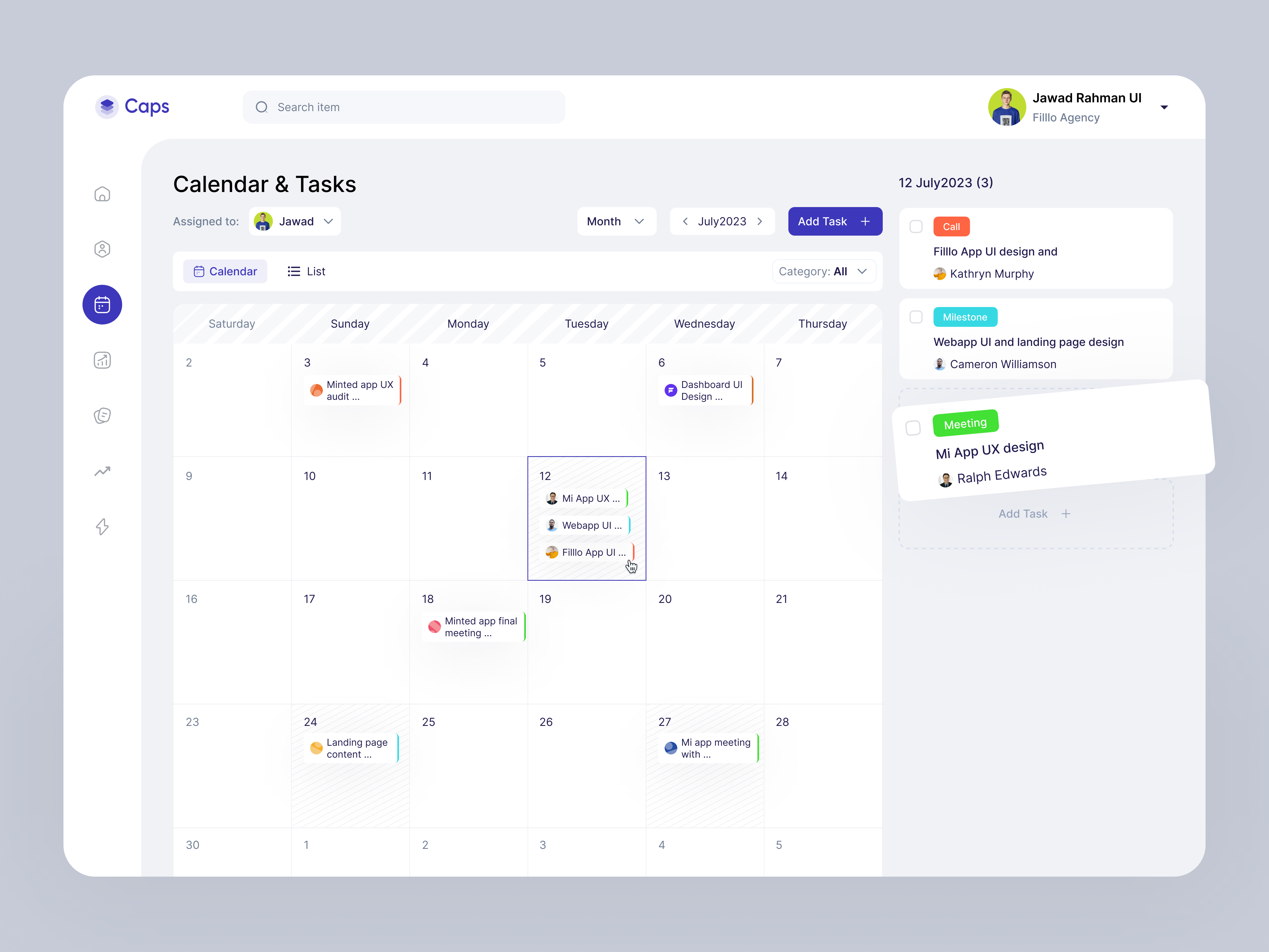 Example of Saa S/Dashboard App Design