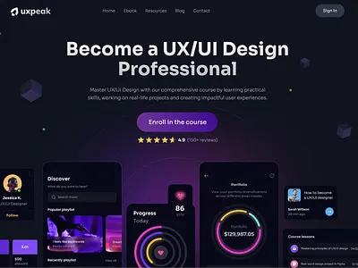 Uxpeak Homepage Web Redesign figma hero home page learn ux ui ux web web design