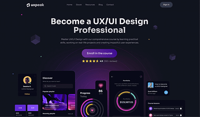 Uxpeak Homepage Web Redesign figma hero home page learn ux ui ux web web design