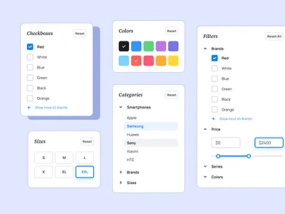 Unlocking the Power of Filter UI Design: Use Cases and Examples app card checkbox coloes dashboard design figma filter filtering filters input menu mobile pattern select slider templates ui ui kit ux