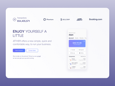 ÆTHER website exploration banking concept design illustration ui ux website