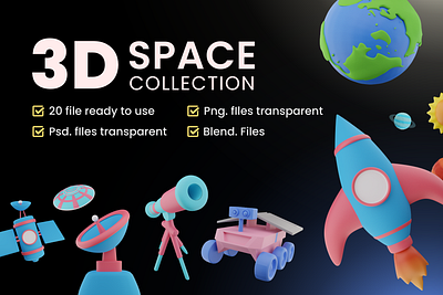 Space 3D Icon Pack 3d 3d icon 3d illustration 3d object 3d space space
