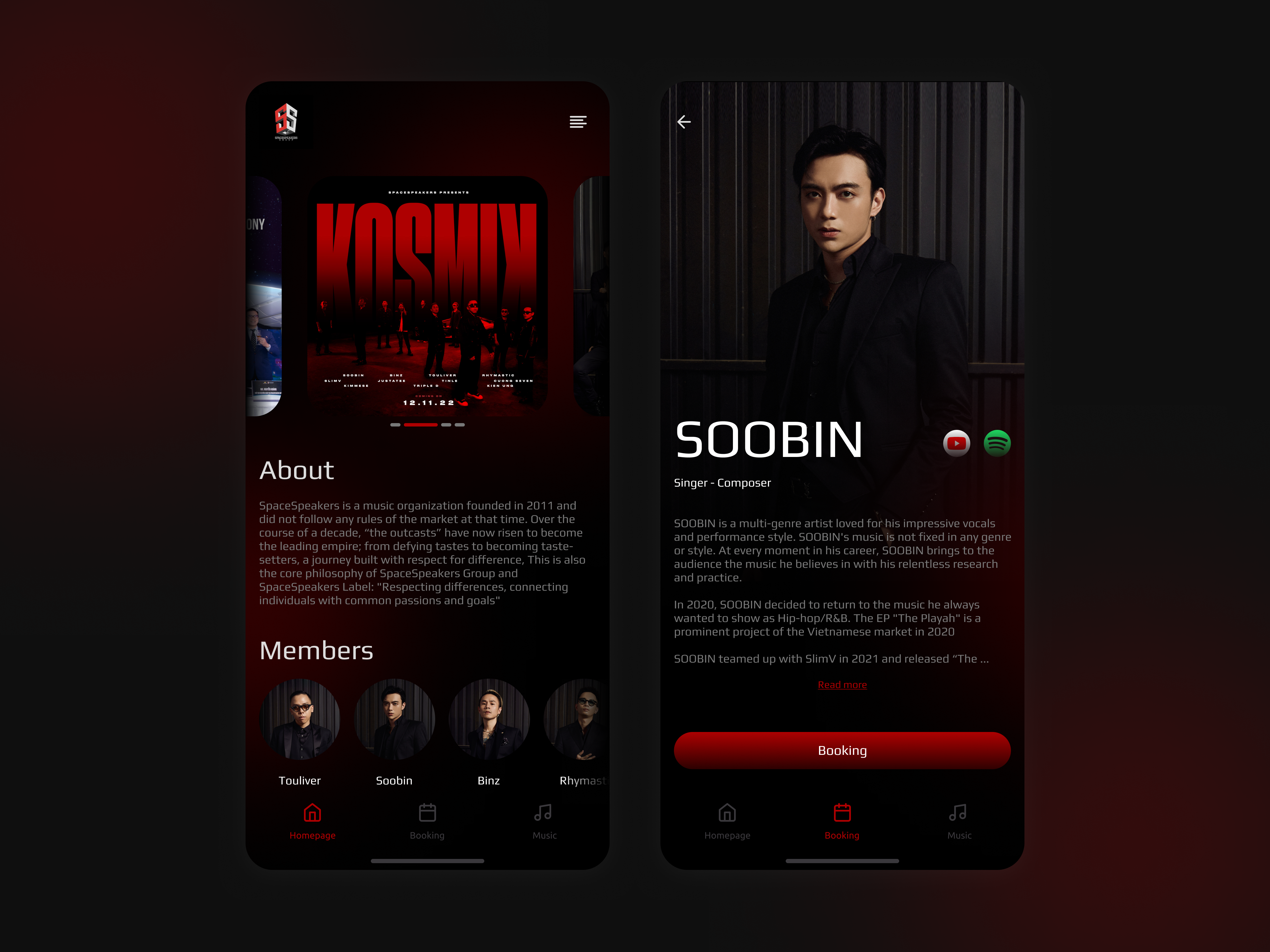 SpaceSpeakers app design ui ux vector