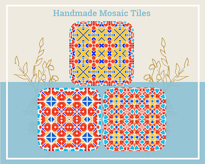 Handmade Mosaic Tiles Seamless Design 03 Bundle arab home decor customizable art design graphic design illustration mosaic decor mosaic digital downloads mosaic murals mosaic prints seamless patterns vector