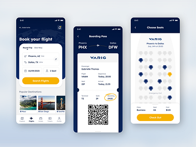 Varig Airlines Mobile App airlines airplane app booking design digital flight mobile reservations seats travel ui ux