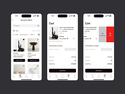 HomeWare App app application art beauty best cart decor decora decorative objects design fashion figma home inspiration iphone 14 pro mobile new shopping ui ux