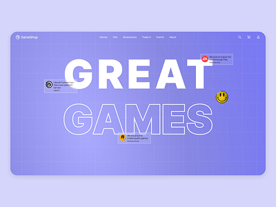 Main screen Game Shop branding design game games hero hero screen main screen online shop typography ui ux web design