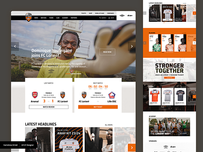 FC Lorient Landing page football hamidreza amlah lorient soccer sports ui ux visual design we web design