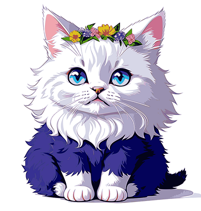 kitten with a flower crown cat cats design illustration vector