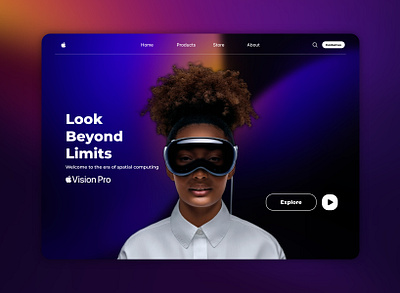 Vision Pro landing page app branding design landing page ui virtual reality vr website