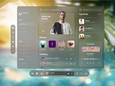 Apple Vision Pro Music player Website Design Template apple design glass ios music player ui uiux visionpro webdesign website
