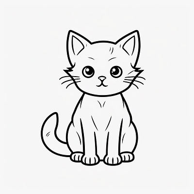 Cute Kitten Coloring Page art cat coloring page coloring page graphic design