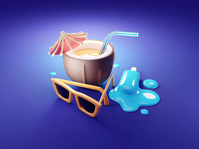 Summer Illustration Tutorial 3d asus blender creator diorama illustration intel proart proartist render tutorial