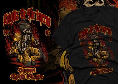 knight of the inferno artwork branding creepy dark darkart design gothic graphic design horror illustration logo skeleton skull skulls ui