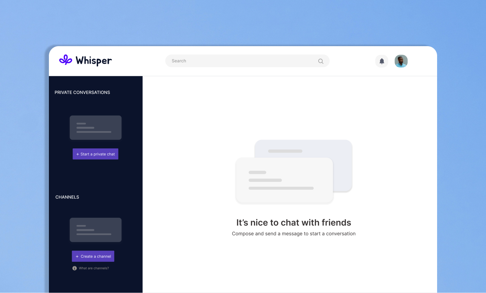 Whisper | Empty state design empty state ui ux web web app web design web ui