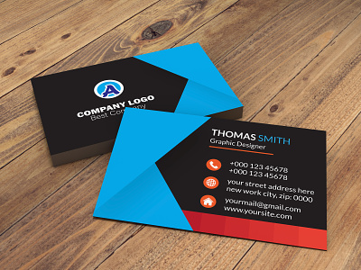 Corporate Business Card Design blue business business card card clean corporate print print template professional template