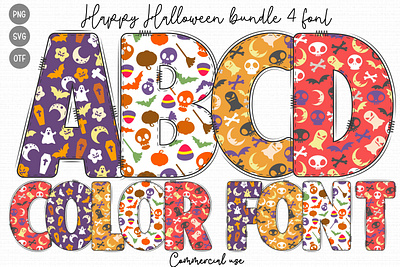 Halloween Doodle Alphabet halloween friends svg