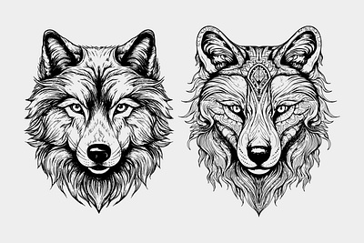 Wolf head vector artwork animal artwork black white branding design editable elegant graphic design head illustration logo minimal modern simple start up vector wolf