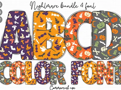 Halloween Doodle Alphabet halloween friends svg