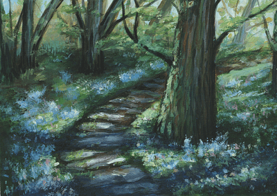 June-July forest landscape arcylics illustration