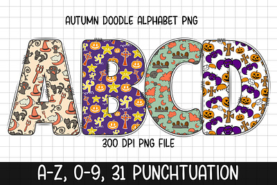 Halloween Doodle Alphabet halloween friends svg
