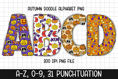 Halloween Doodle Alphabet halloween friends svg