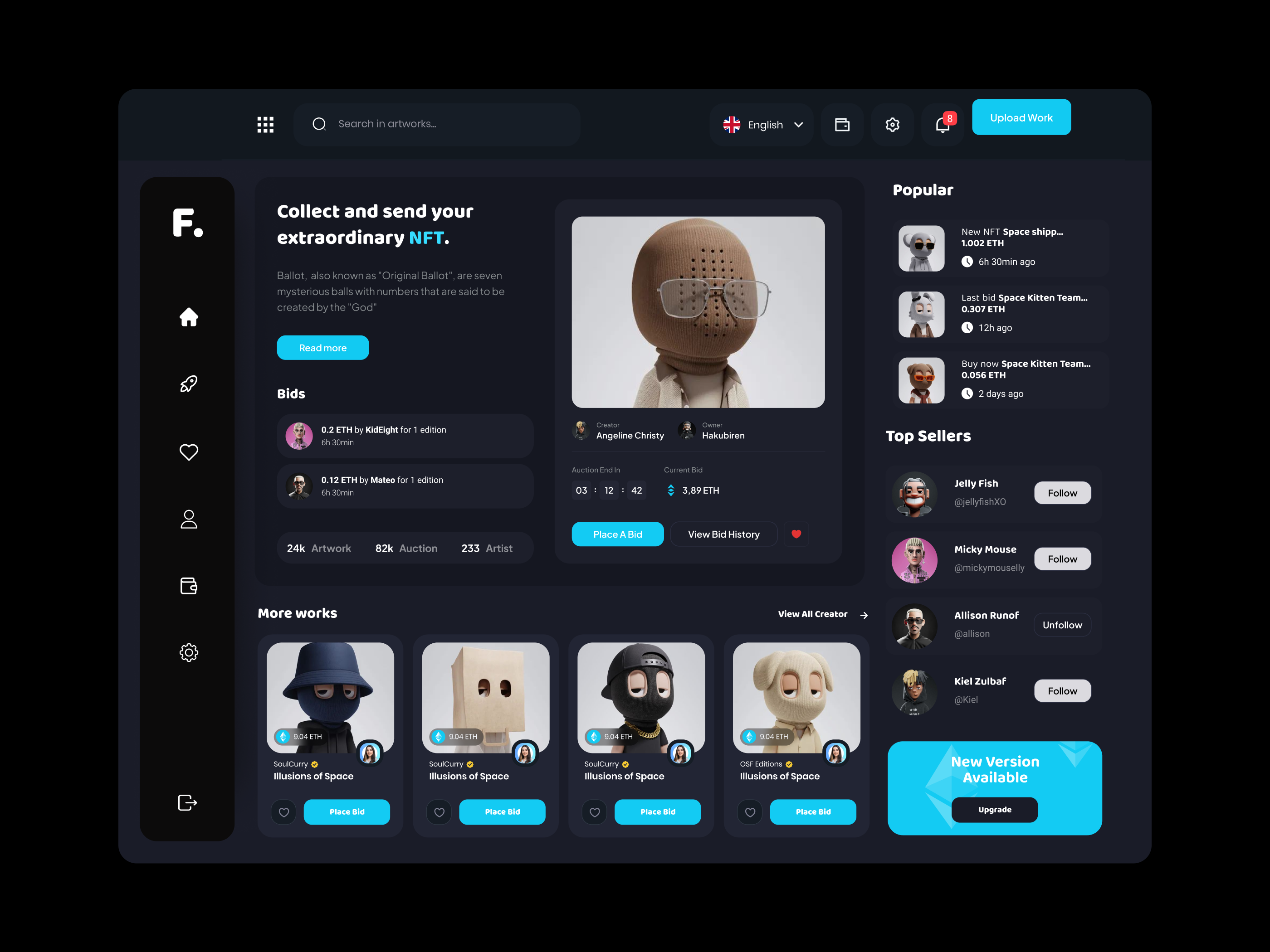 NFT Marketplace bitcoin blockchain crypto cryptocurrency etherium market metaverse nft ui ux web3