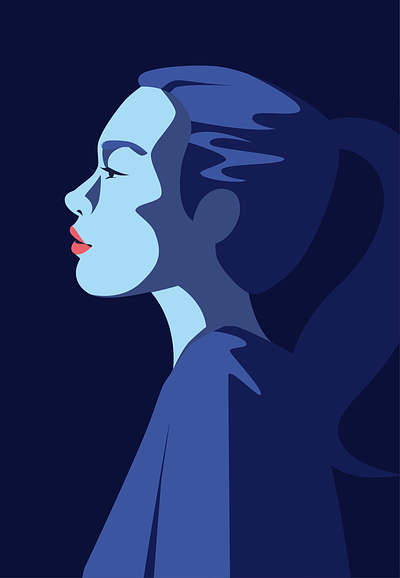Illustration 'Nachtwaken' blue digital illustration girl illustration night light portrait vector