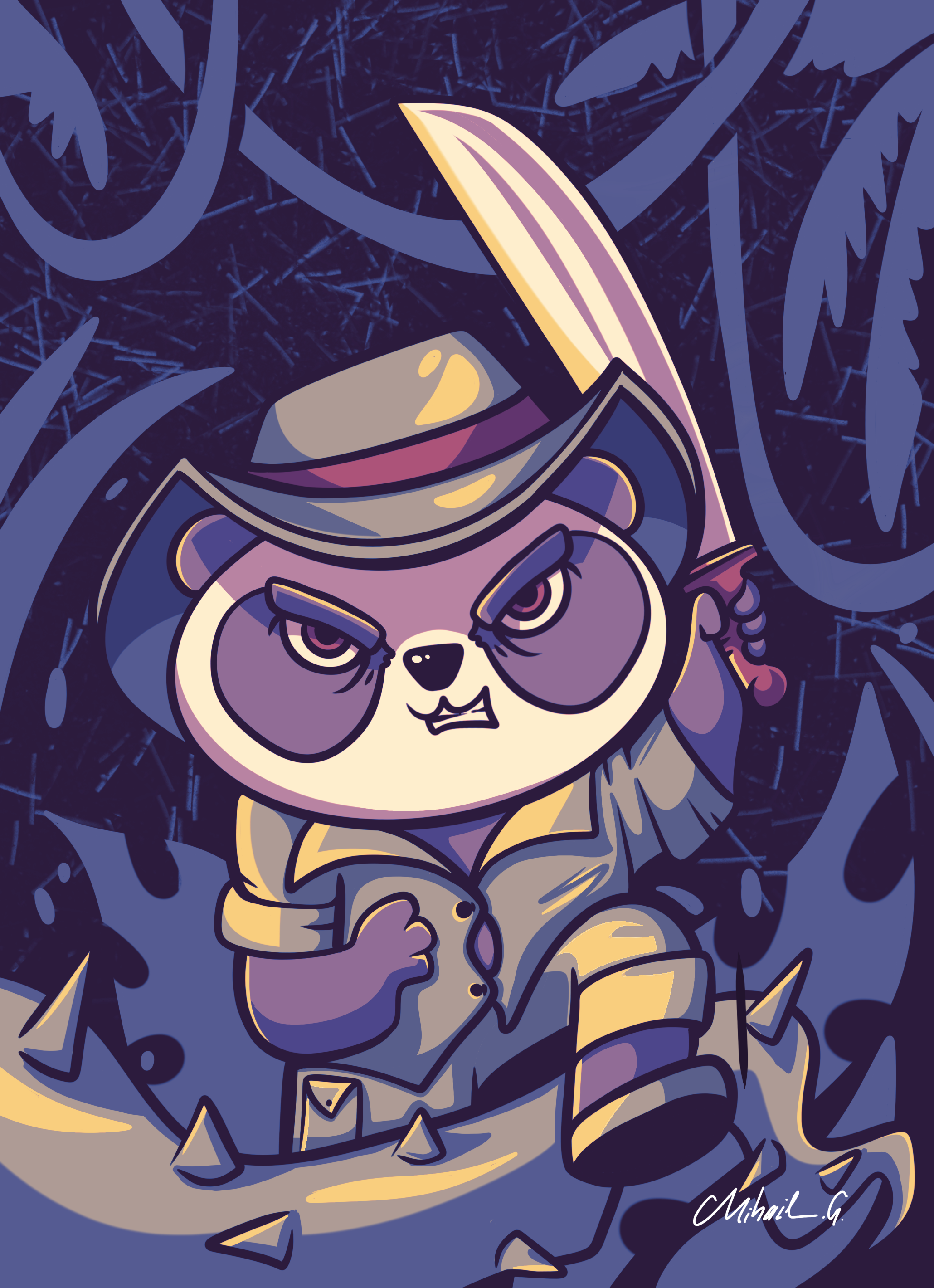 Jungle explorer ancient animals character cute exploring illustration jungle nature panda plants wilderness wildlife worlds