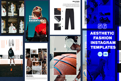 Aesthetic fashion instagram template branding feed graphic design instagram template