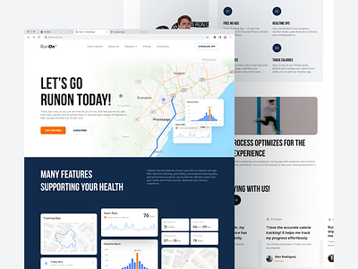 RunOn - Landing Page app benefit clean desktop features health landing landingpage marketing minimalist process running sport step ui ui design web webdesign why why us