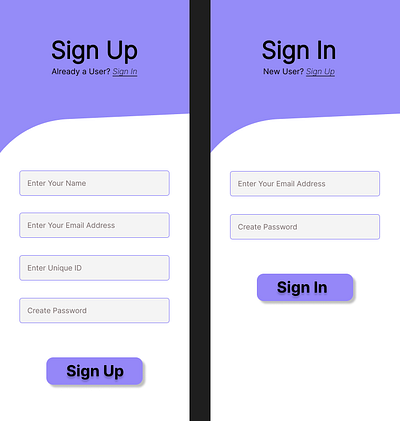 100 Days UI Challenge - Sign Up / Sign In page #DailyUI app dailyui ui