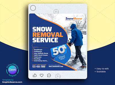 Snow Removal Instagram Post Canva Template canva canva social media design canva template design instagram story snow removal instagram post snow removal social media post social media post