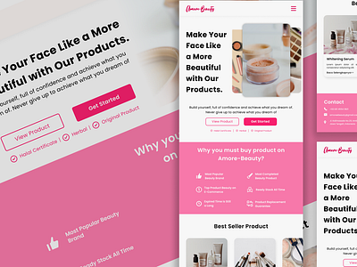 Amore-Beauty Landing Page branding pink color pink web idea ui uiux web design