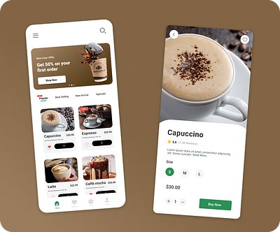 Coffee App UI Design 3d animation app branding design graphic design illustration logo motion graphics typography ui ux vector