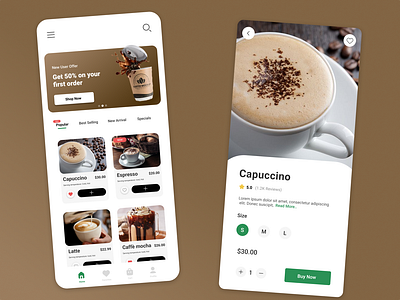 Coffee App UI Design 3d animation app branding design graphic design illustration logo motion graphics typography ui ux vector