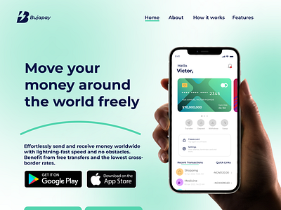 Bujapay Fintech Landing Page design desktop figma fintech landingpage ui uidesign uiux ux web webdesign