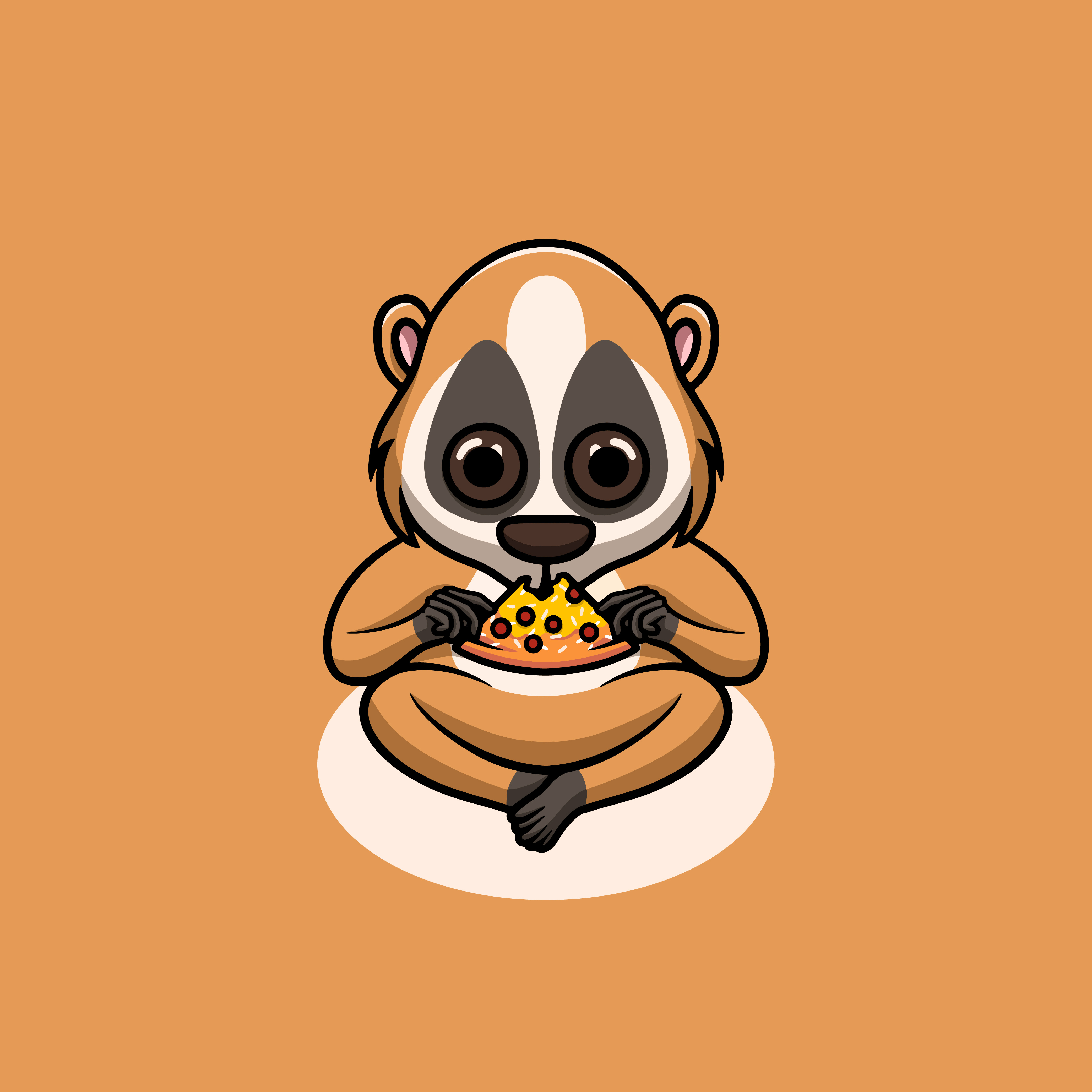 Cute Slow Loris Eating Pizza Illustration cute loris graphic design illustration ui