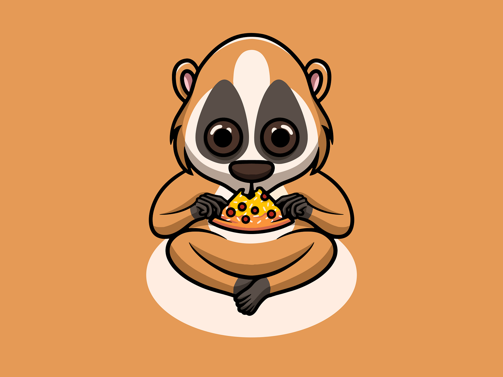 Cute Slow Loris Eating Pizza Illustration By Cubbone On Dribbble