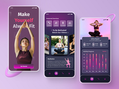 Fitness Mobile App Design android app designer app design app ui design fitness fitness app graphic design gym gym app health healthcare ios app design minimal app mobile app mobile app screens mobile design sport app training uiux workout