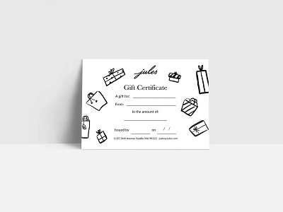 Jules Boutique Gift Certificate branding graphic design illustration