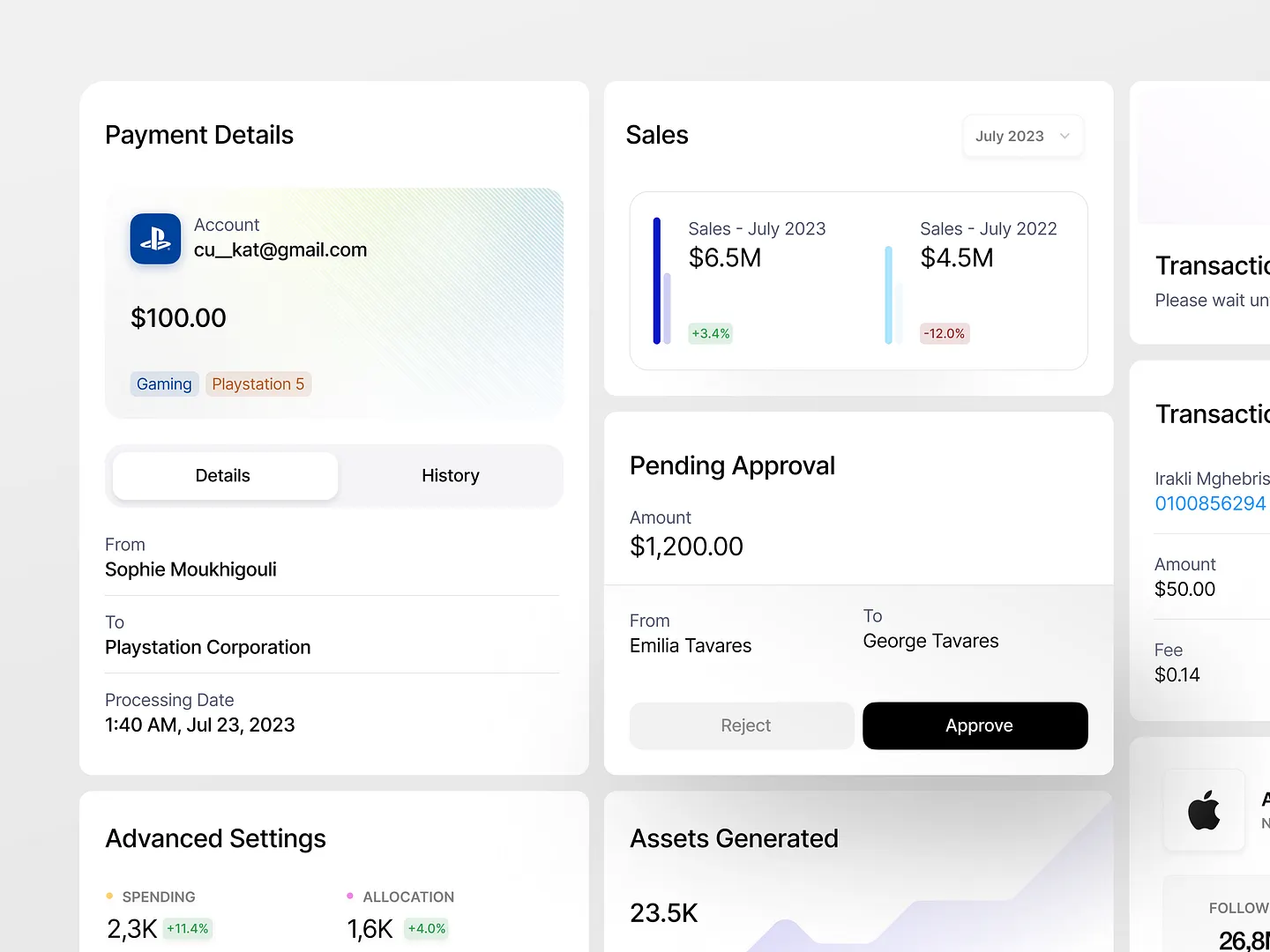 Comprehensive Payment History Page Design Elements