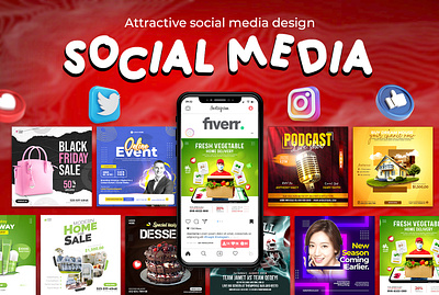 Instagram Facebook post design, social media ads, web banner ads advertisement advertising branding business corporate design facebook ads flyer graphic design instagram ads marketing promotion web banner web banners