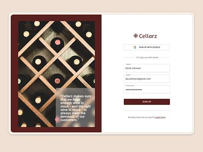 Sign Up app design product design ui ux