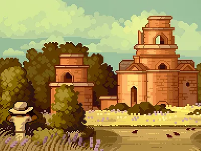 Ruin Explorer 8bit contrast explorer exploring gameart illustration jungle pixelart retro ruins