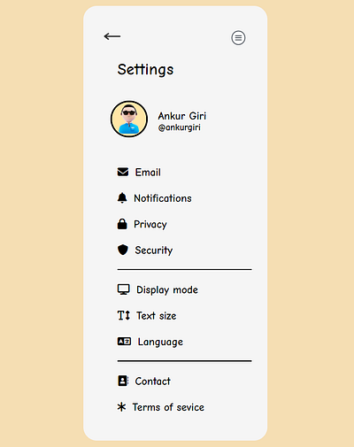 Day 07 (Settings Page) css dailyui day 07 settings page design html ui