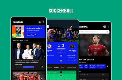 Football app Design christian eriksen figma football app inter miami messi soccer ui user experience user interface ùiux