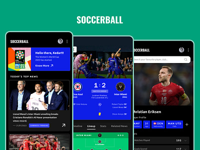 Football app Design christian eriksen figma football app inter miami messi soccer ui user experience user interface ùiux