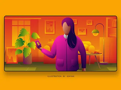 Give With Us food delivery illustration kitchen takeout web